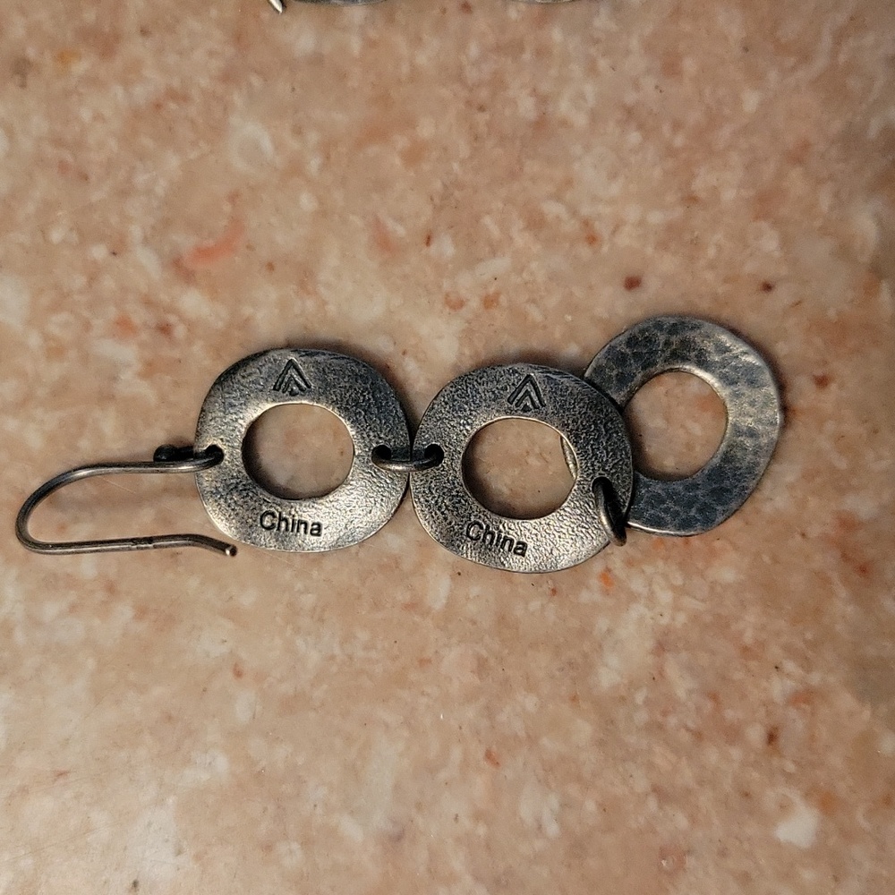 SILPADA Oxidized Hammered Sterling Circle Earrings W1861 - Picture 2 of 3